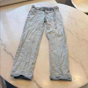 Zara Faded button fly  Blue Denim Jean with belted waist